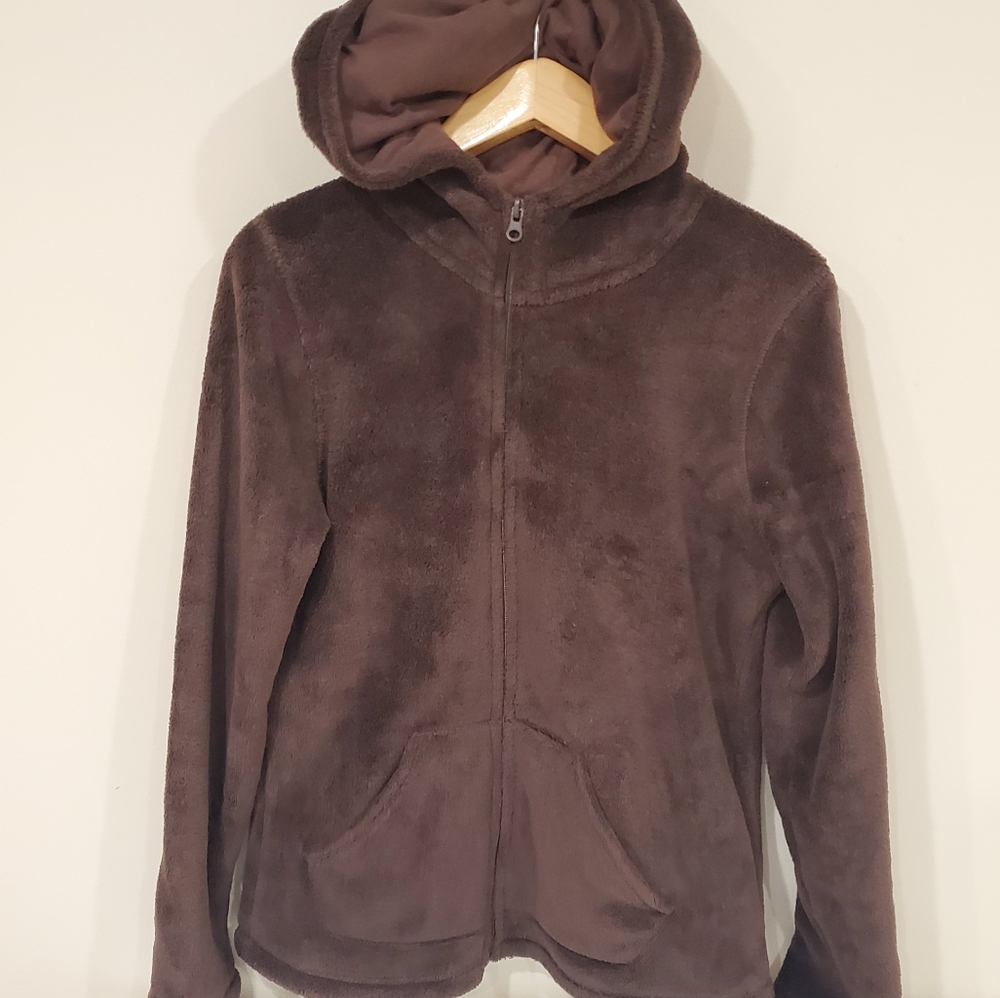 Danskin Brown Fuzzy Teddy Zip up Hoodie Medium